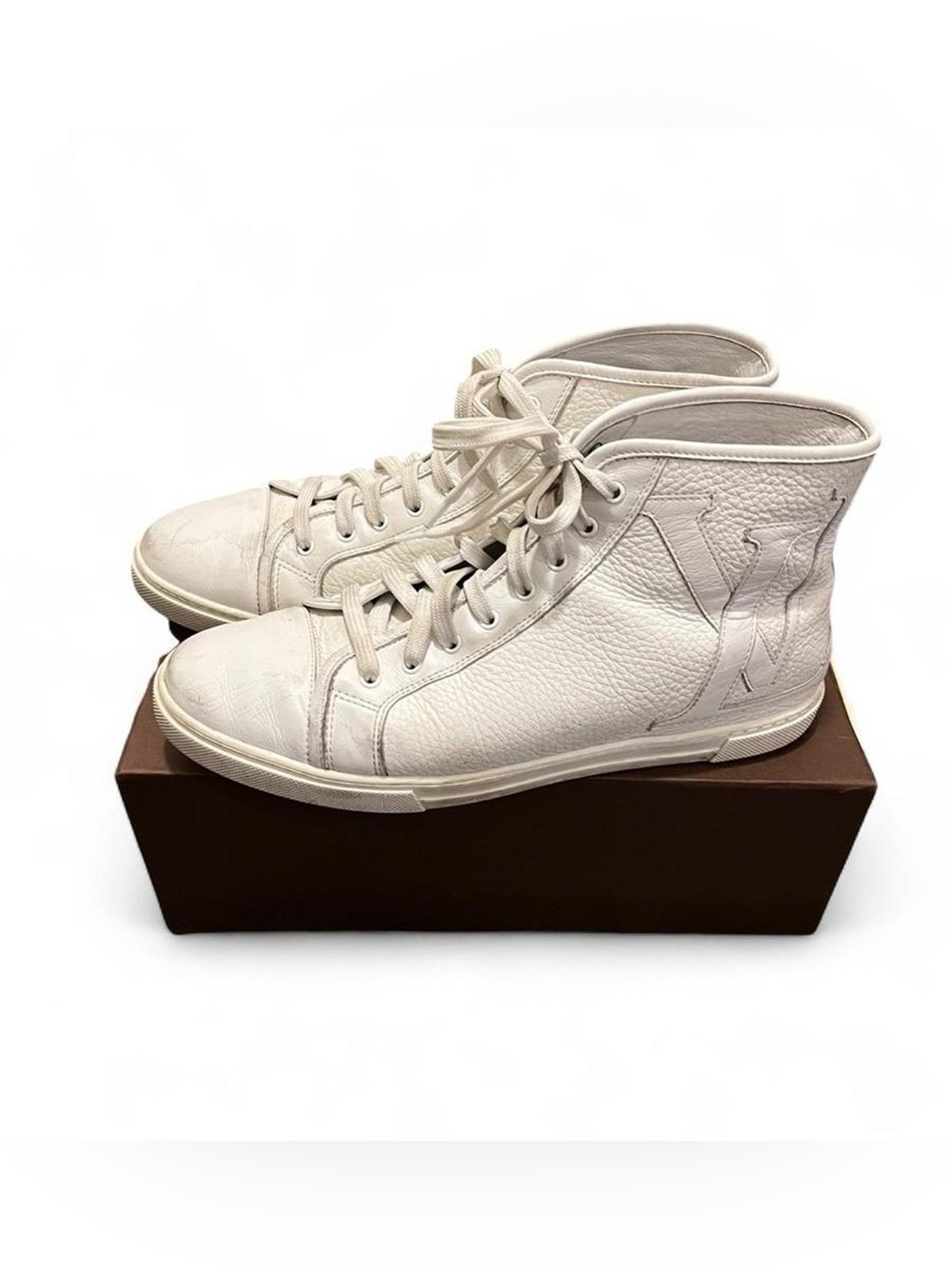 Vintage Louis Vuitton White leather high top sneakers EU 37 y2k rare full grain